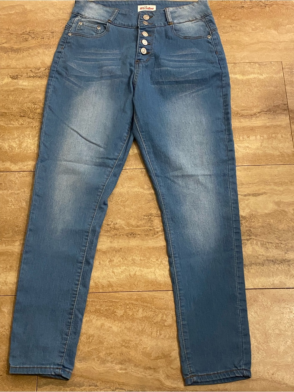 Red Bottoms Junior High-Rise Button-Fly Blue Women’s Jeans